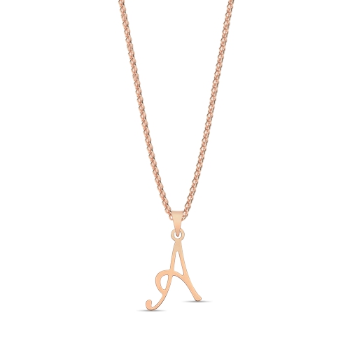 Rose Gold Initial script a Pendant Necklaces