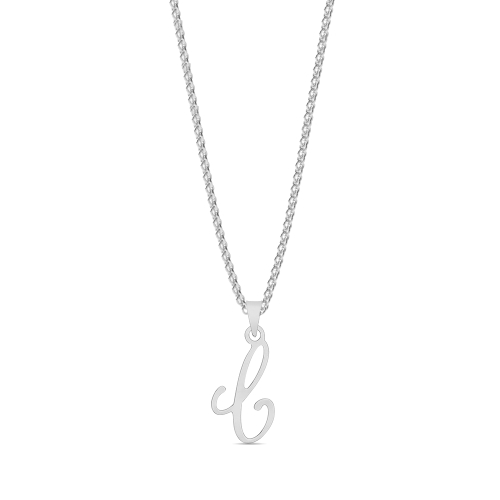 Silver Initial script c Pendant Necklaces