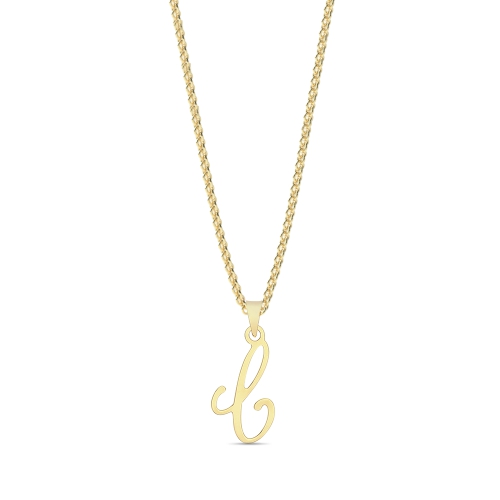 Yellow Gold Initial script c Pendant Necklaces