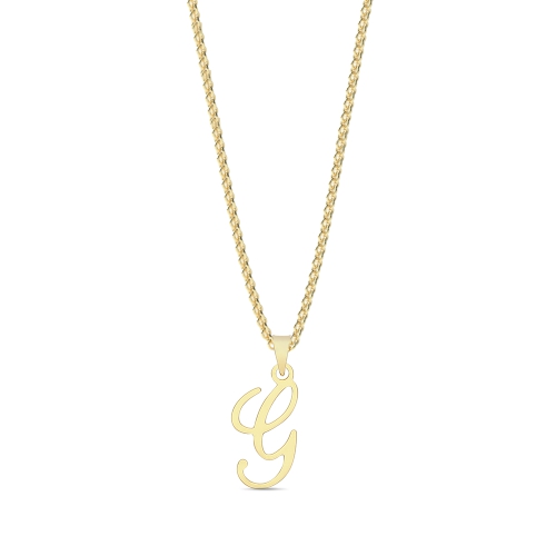 Yellow Gold Initial script g Pendant Necklaces