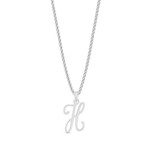 Silver Initial script h Pendant Necklaces