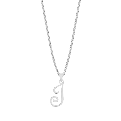 Silver Initial script i Pendant Necklaces