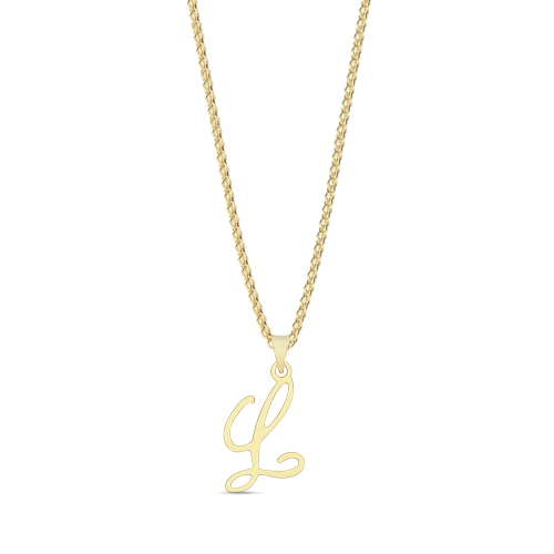 Yellow Gold Initial script l Pendant Necklaces