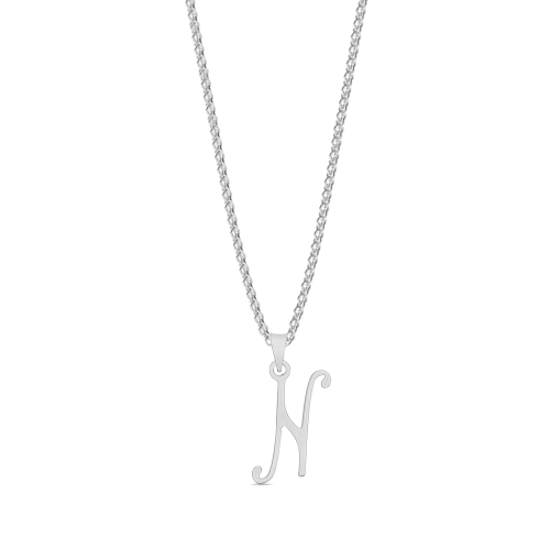 Silver Initial script n Pendant Necklaces