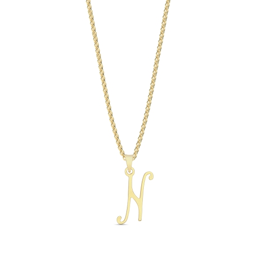 Yellow Gold Initial script n Pendant Necklaces