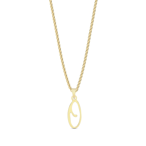 Yellow Gold Initial script o Pendant Necklaces