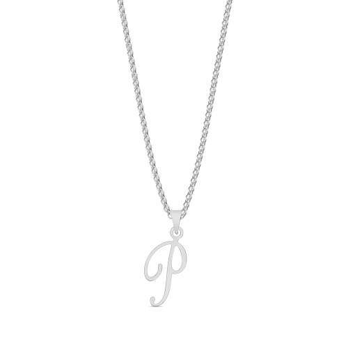 Silver Initial script p Pendant Necklaces