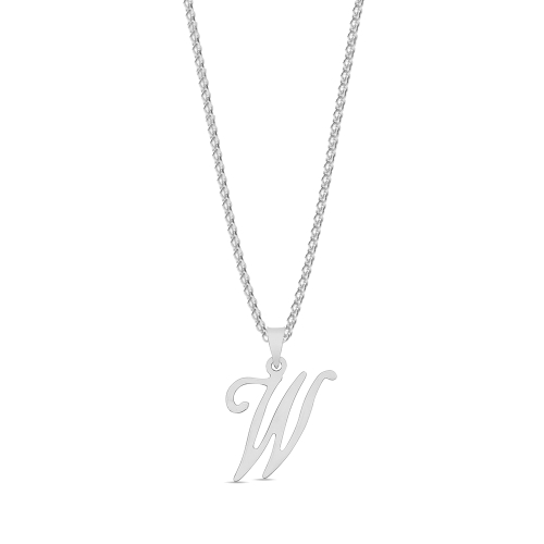 Silver Initial script w Pendant Necklaces