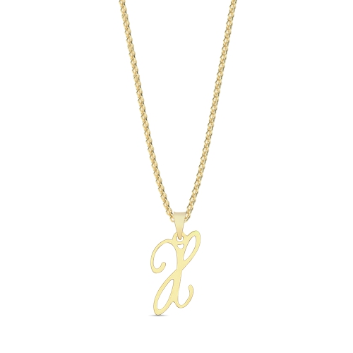 Yellow Gold Plain designer x Pendant Necklaces