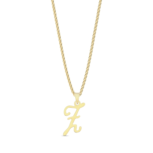 Yellow Gold Initial script z Pendant Necklaces