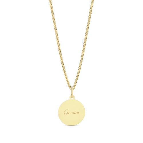 Yellow Gold Zodiac constellation gemini Pendant Necklaces