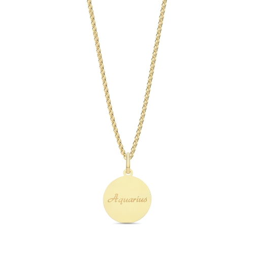 Yellow Gold Zodiac constellation aquarius Pendant Necklaces