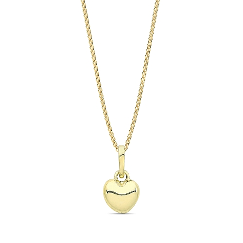 Yellow Gold Plain heart shaped Pendant Necklaces