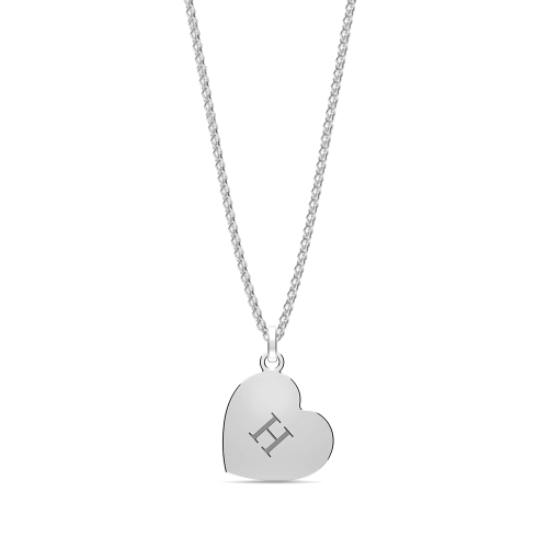 Silver Plain heart disc engraved h Pendant Necklaces