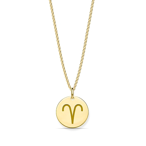 Yellow Gold Aries zodiac Pendant Necklaces