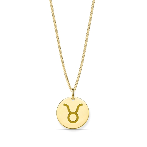 Yellow Gold Taurus zodiac Pendant Necklaces