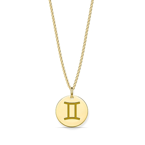 Yellow Gold Gemini zodiac Pendant Necklaces