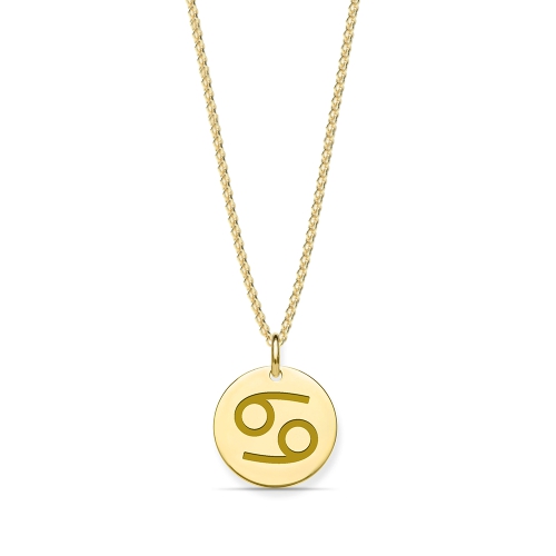 Yellow Gold Cancer zodiac Pendant Necklaces