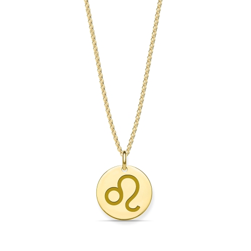 Yellow Gold Leo zodiac Pendant Necklaces