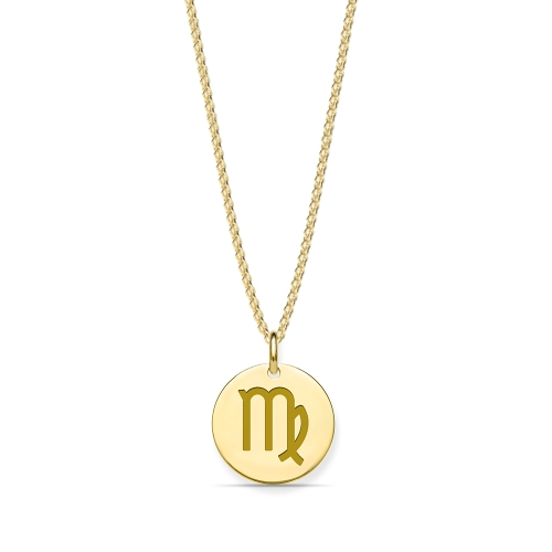 Yellow Gold Virgo zodiac Pendant Necklaces