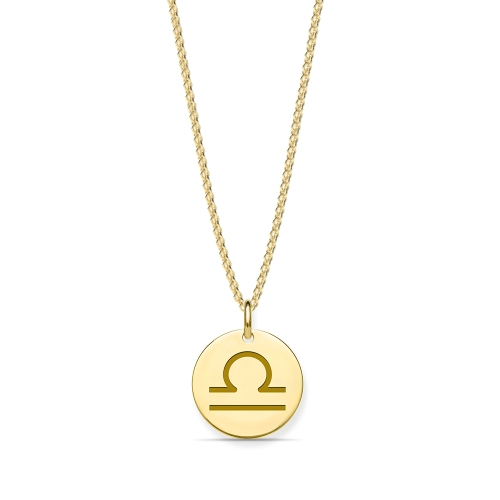 Yellow Gold Libra zodiac Pendant Necklaces