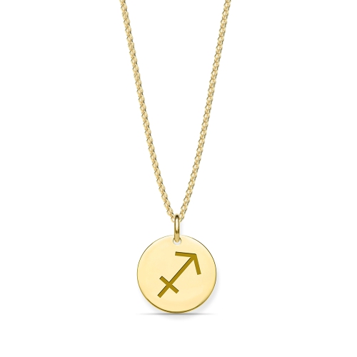 Yellow Gold Sagittarius zodiac Pendant Necklaces
