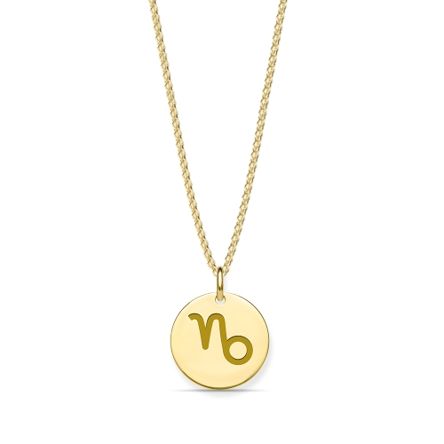 Yellow Gold Capricorn zodiac Pendant Necklaces