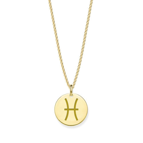 Yellow Gold Pisces zodiac Pendant Necklaces