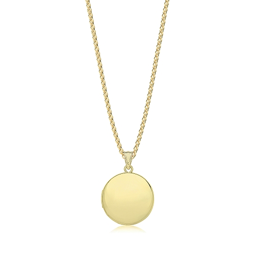 Yellow Gold Plain locket round Pendant Necklaces