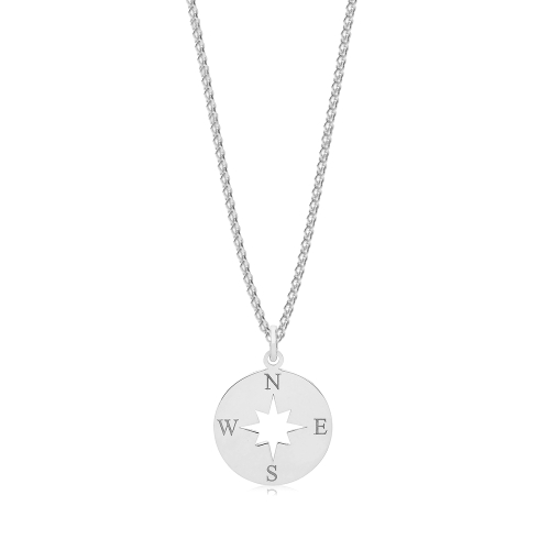 plain metal round shape compass pendant