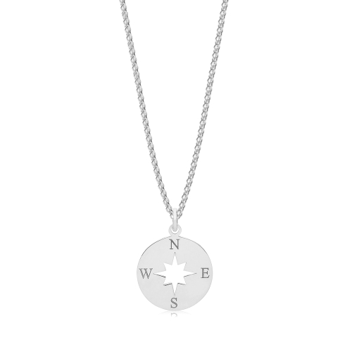 Silver Plain metal compass Pendant Necklaces