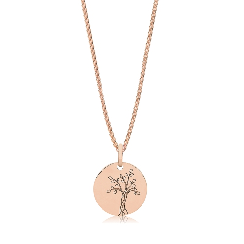 Rose Gold Engraved Tree Of Life Personalise Pendant Necklace