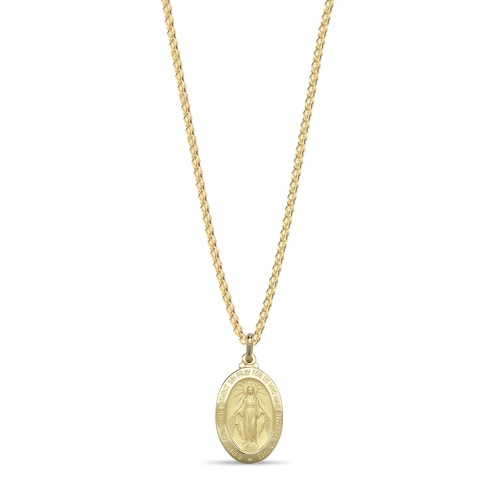 Yellow Gold Oval shaped miracilous Pendant Necklaces