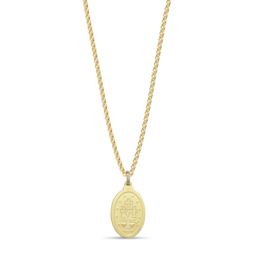 Yellow Gold Oval shaped miracilous Pendant Necklaces