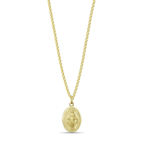 Yellow Gold Plain oval shaped miracilous Pendant Necklaces