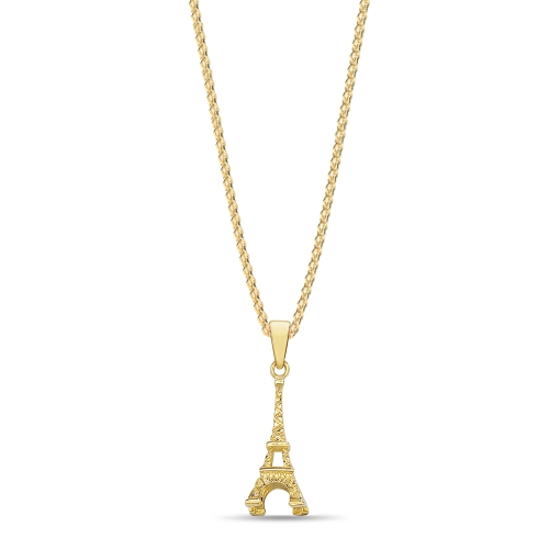 Yellow Gold Eiffel tower Pendant Necklaces