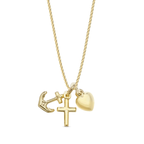 Yellow Gold Faith hope charity Pendant Necklaces