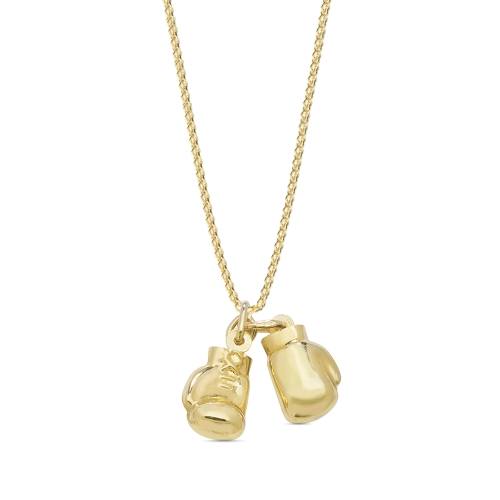 Yellow Gold Double boxing gloves Pendant Necklaces