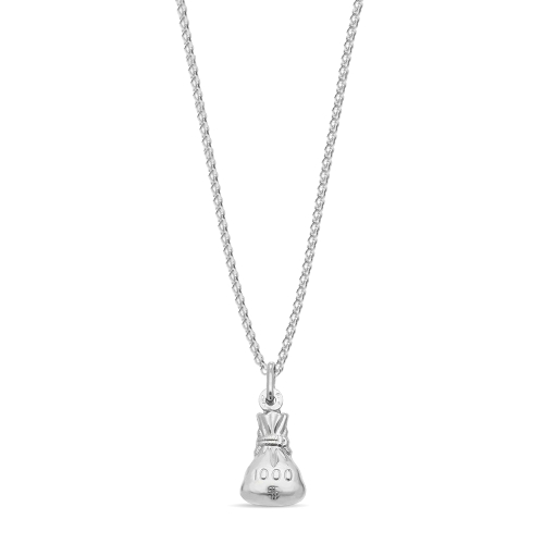 Round White Gold Naturally Mined Diamond Personalise Pendant Necklaces