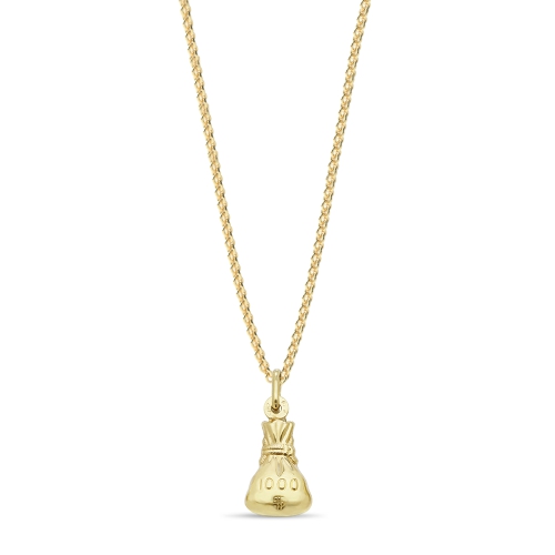 Yellow Gold Money bag Pendant Necklaces