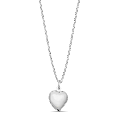 Round White Gold Naturally Mined Diamond Heart Pendant Necklaces