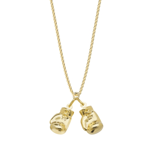 Yellow Gold Double boxing glove Pendant Necklaces