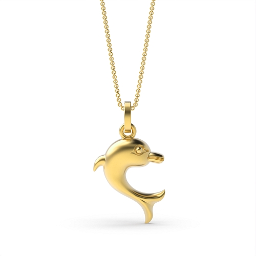Yellow Gold Dolphin Pendant Necklaces