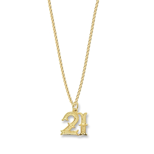 Yellow Gold 21st birthday Pendant Necklaces