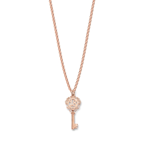 Rose Gold 18th Birthday Key Personalise Pendant Necklace