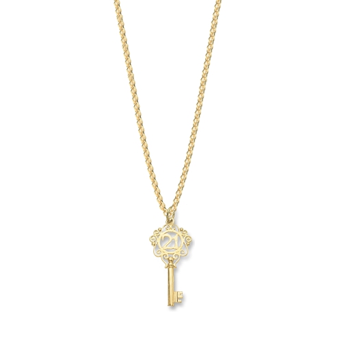 Yellow Gold 21st milestone charm Pendant Necklaces