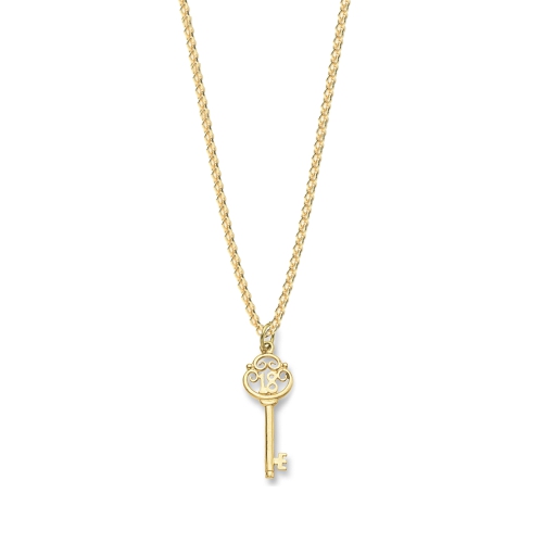Yellow Gold Key to turning 18 Pendant Necklaces