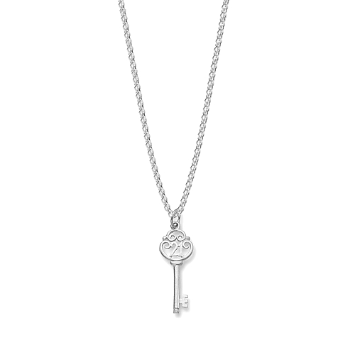 Platinum Key to turning 21 Personalise Pendant Necklaces