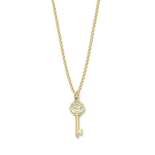 Yellow Gold Key to turning 21 Pendant Necklaces