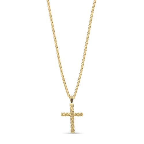 Yellow Gold Patterned Pendant Necklaces